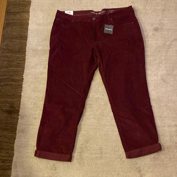 Eddie Bauer Boyfriend Slim Corduroys in Dark Berry (NWT) - Picture 1 of 8